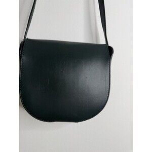 COS Dark Green Leather Crossbody Saddle Bag Minimalist Shoulder Purse